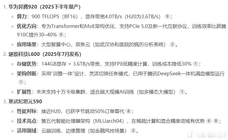 这几款国产GPU，已经接近甚至超过H20的性能 ​​​