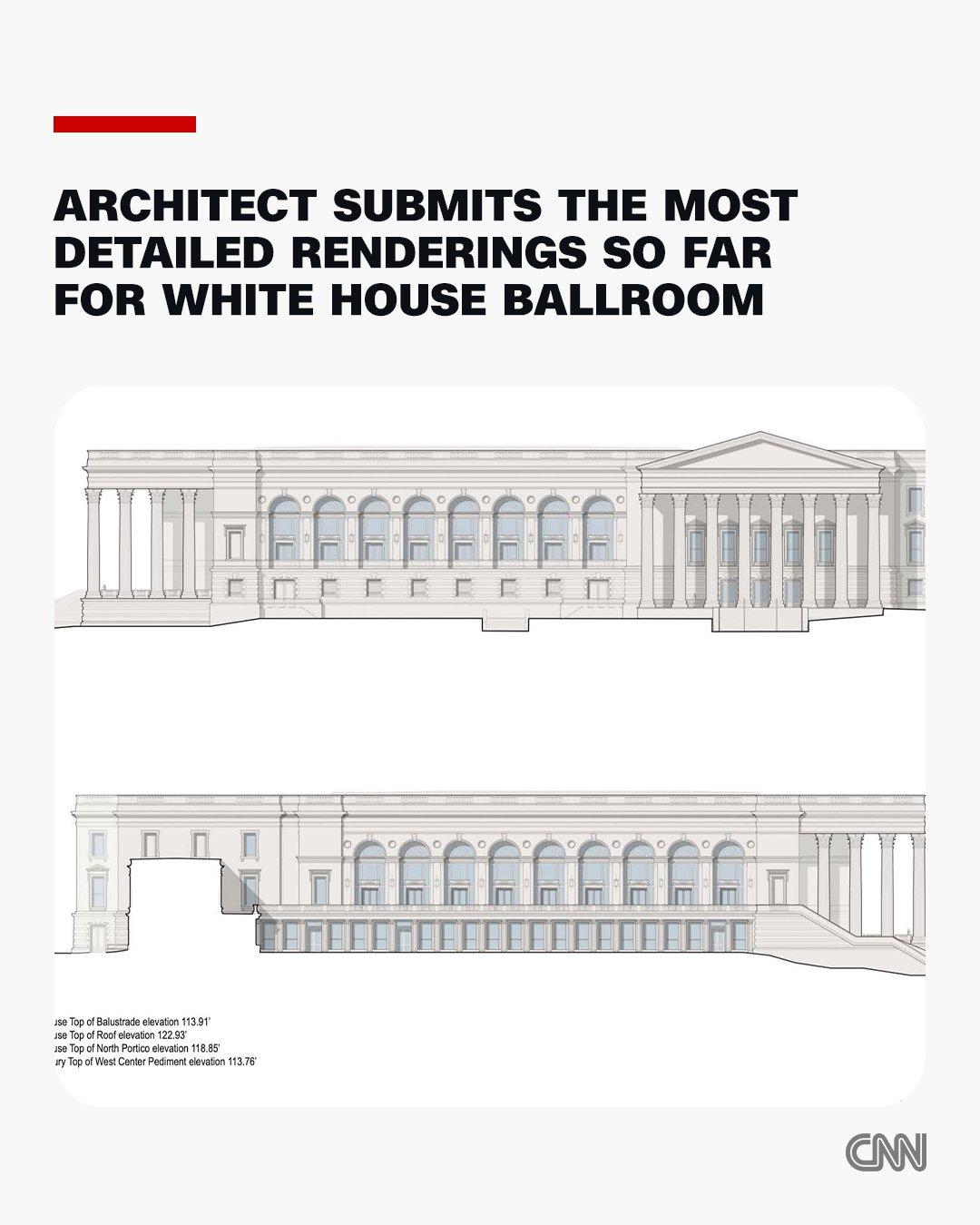 本周五，美国总统特朗普的白宫宴会厅（一头沉）项目最详细渲染图短暂对外公布，展示了