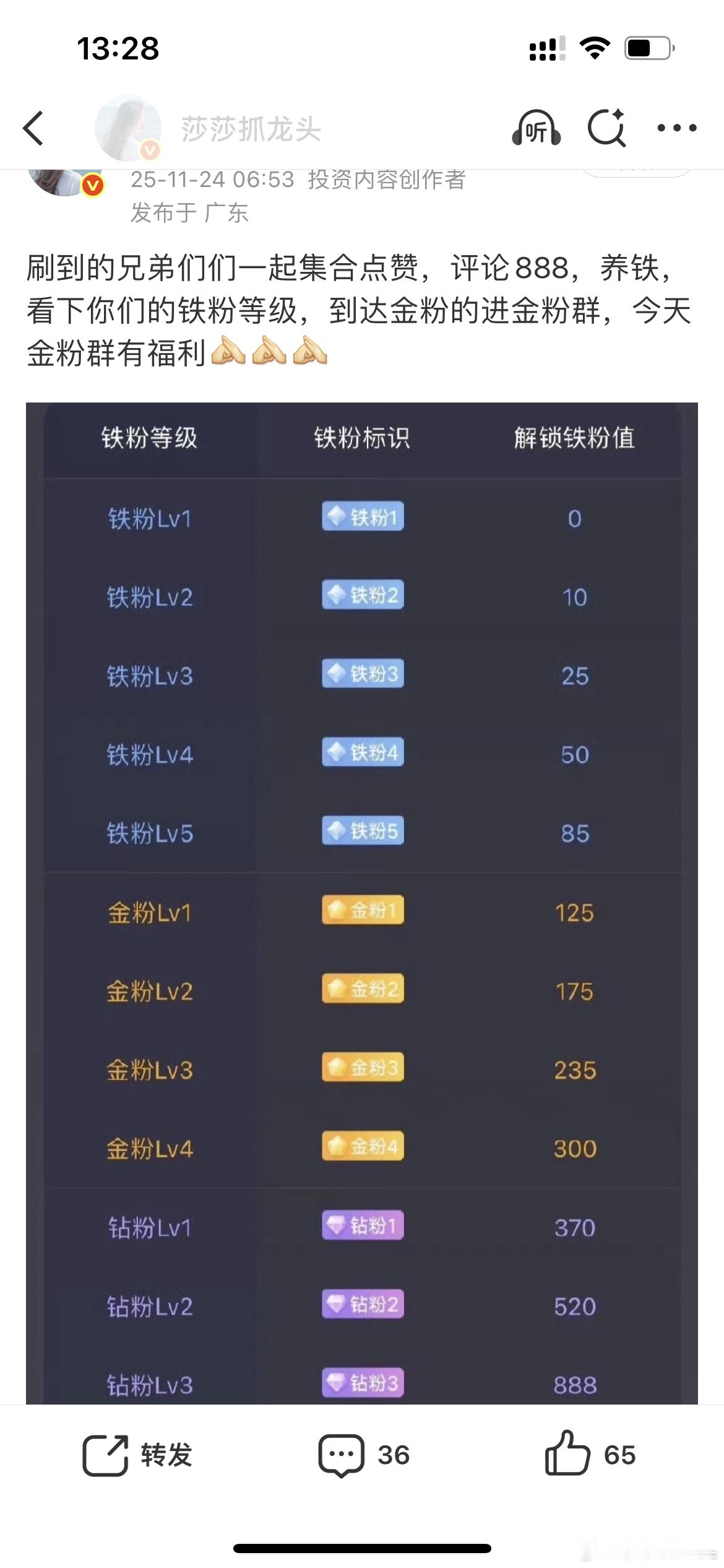 兄弟朋友们，莎莎给金粉群的这波福利怎么样？大家还不赶紧行动起来给莎莎点赞评论转发