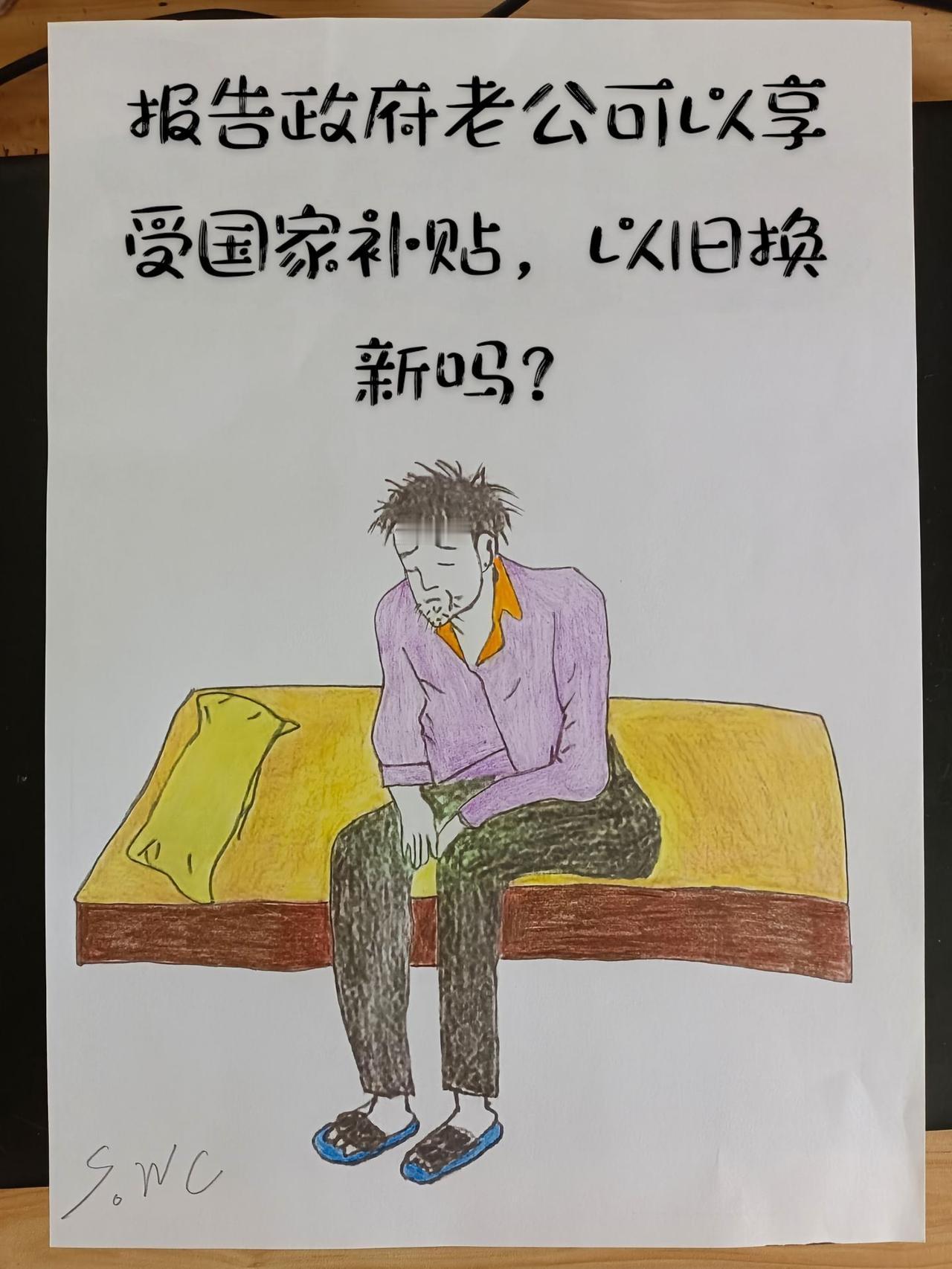 报告政府：我老公可以享受国家补贴、以旧换新吗？国家补贴 搞笑 家里有没有同款老公