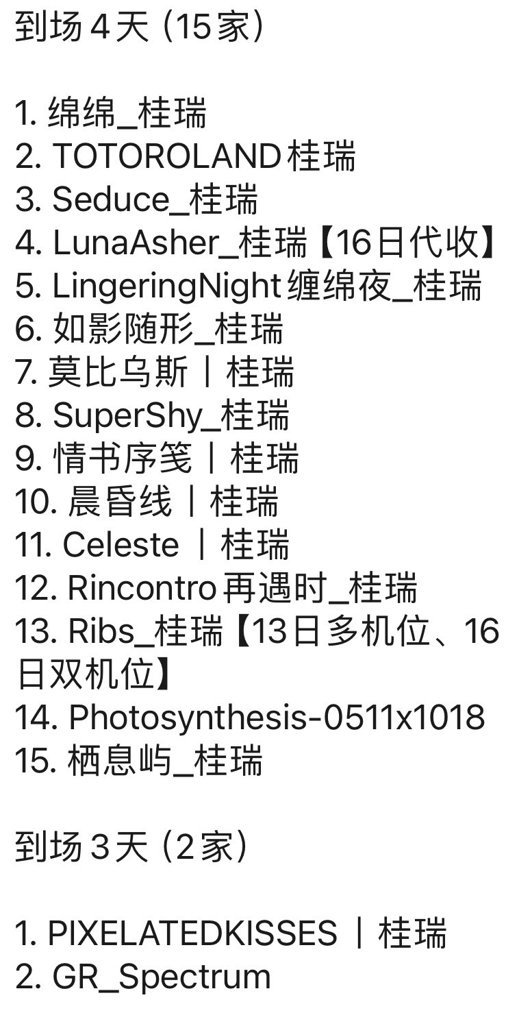 我们家五公四天15个站子全勤 还有两个站子三天有票正在收剩下一天的 也就是说最后