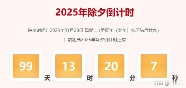 2024年已余额不足，距离2025春节不到100天。
不知道为何，现在看到快过年