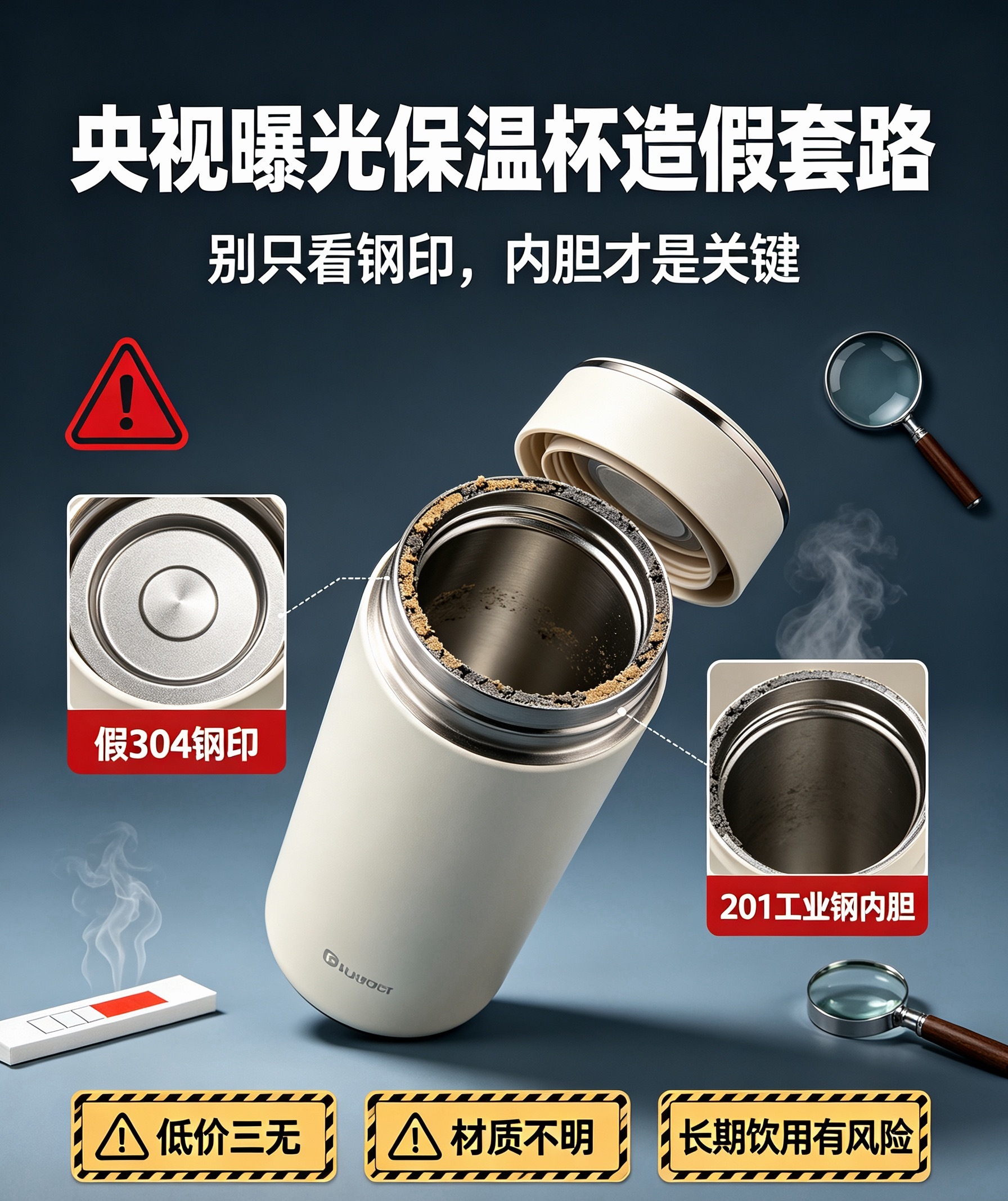 央视曝光保温杯造假套路央视曝光保温杯造假套路，大家买杯子真的要多留个心眼。有些黑
