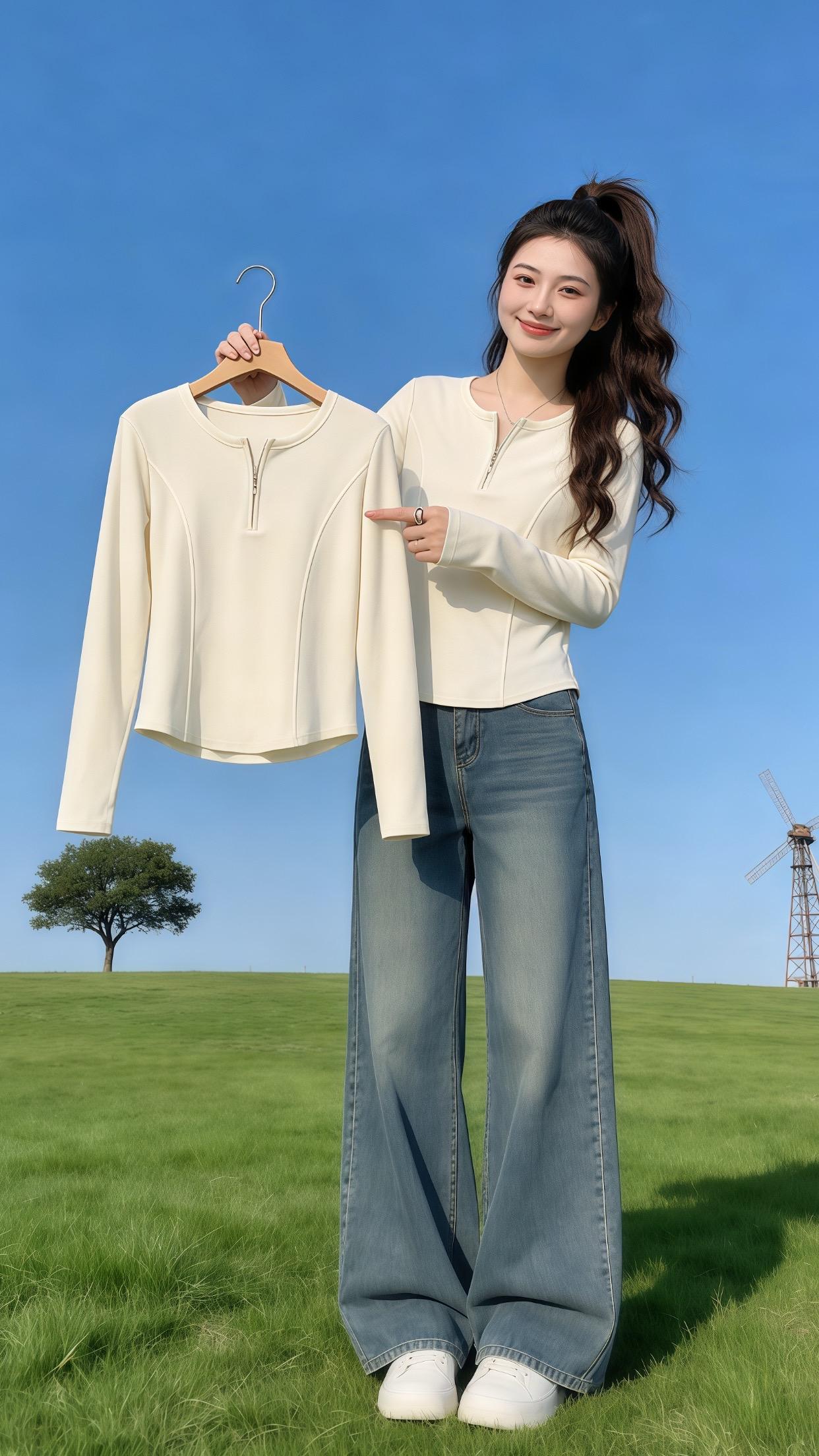 春日出游空气感上衣 早春温柔风穿搭 微胖身材早春也要穿得漂亮 早春基础...