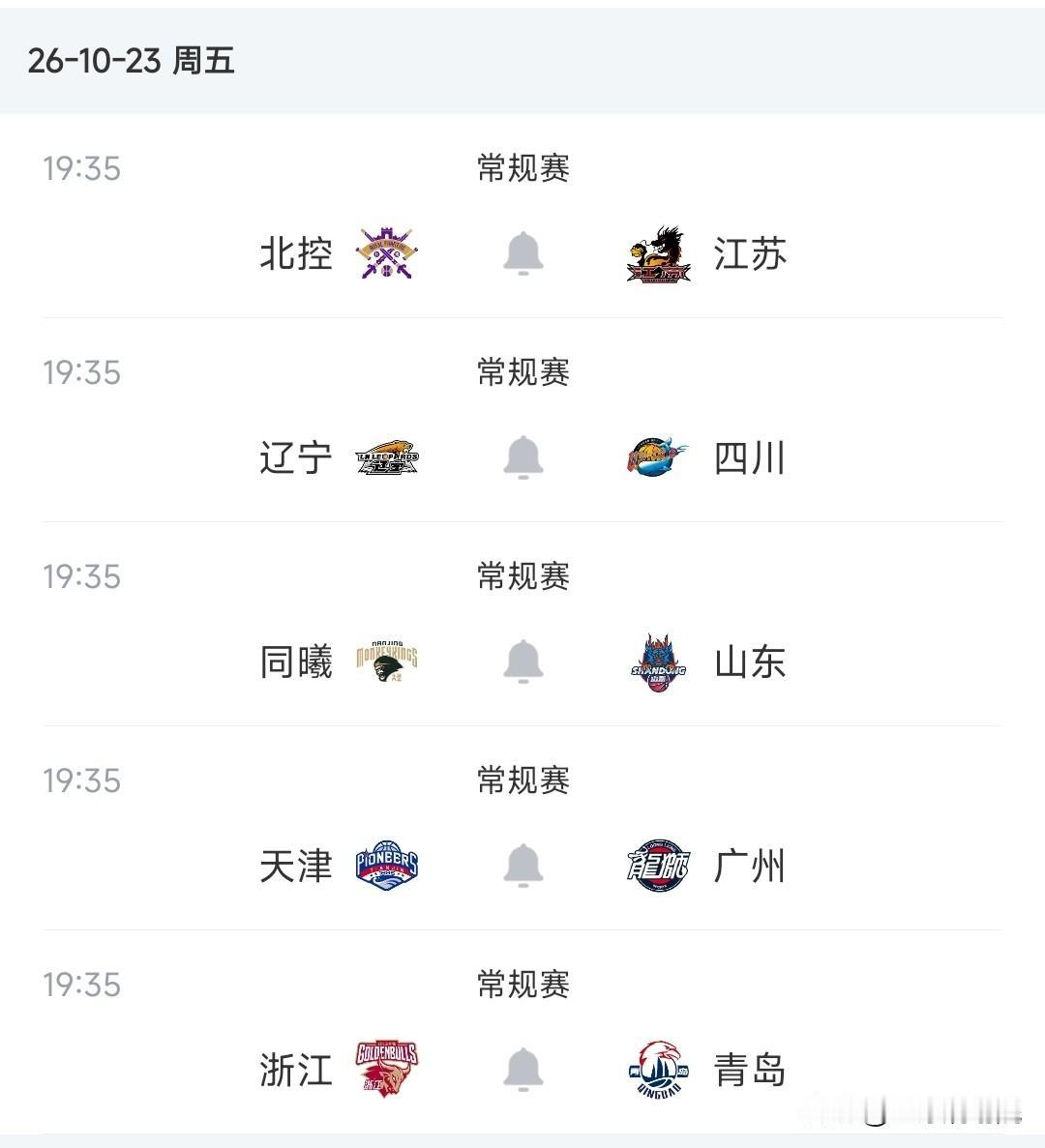 CBA今日赛程安排，辽宁这场相当有看点！

根据最新赛程安排，今日即10月23日