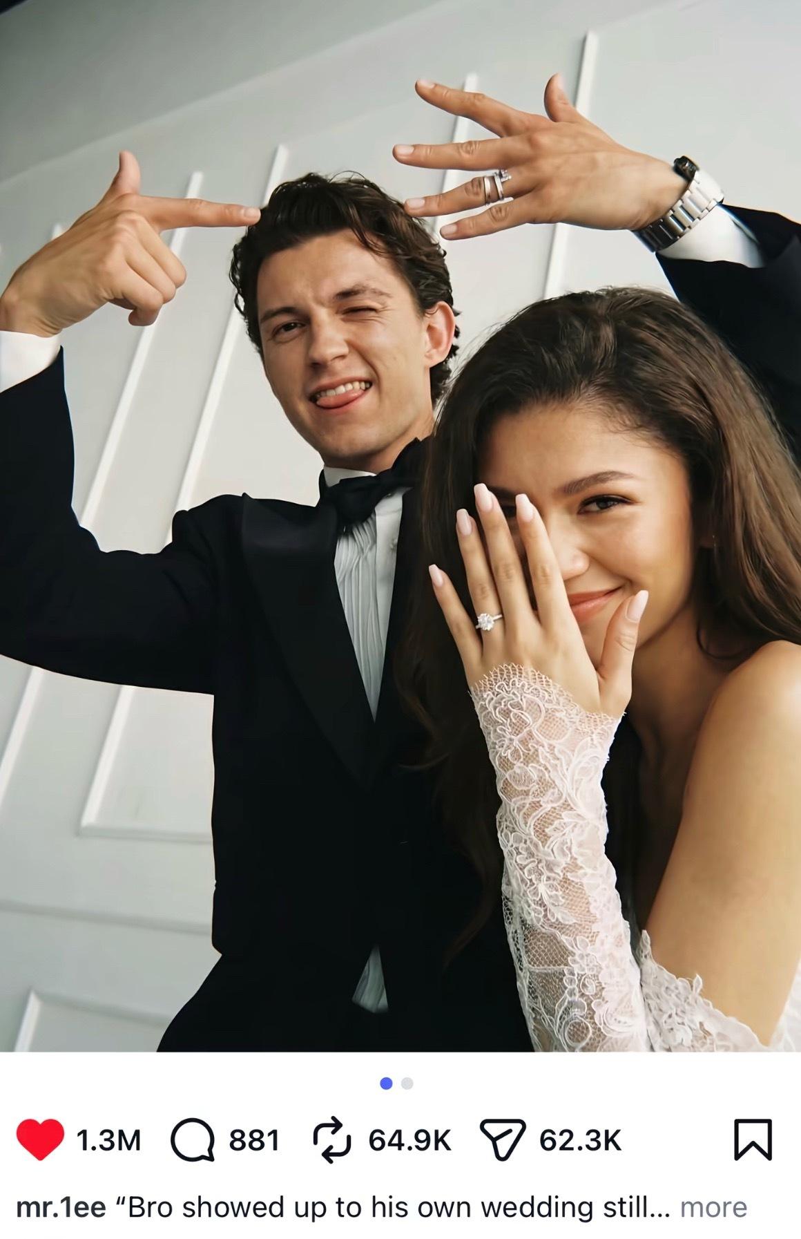荷兰弟承认自己已经和赞达亚结婚了！

Zendaya&Tom Holland今天