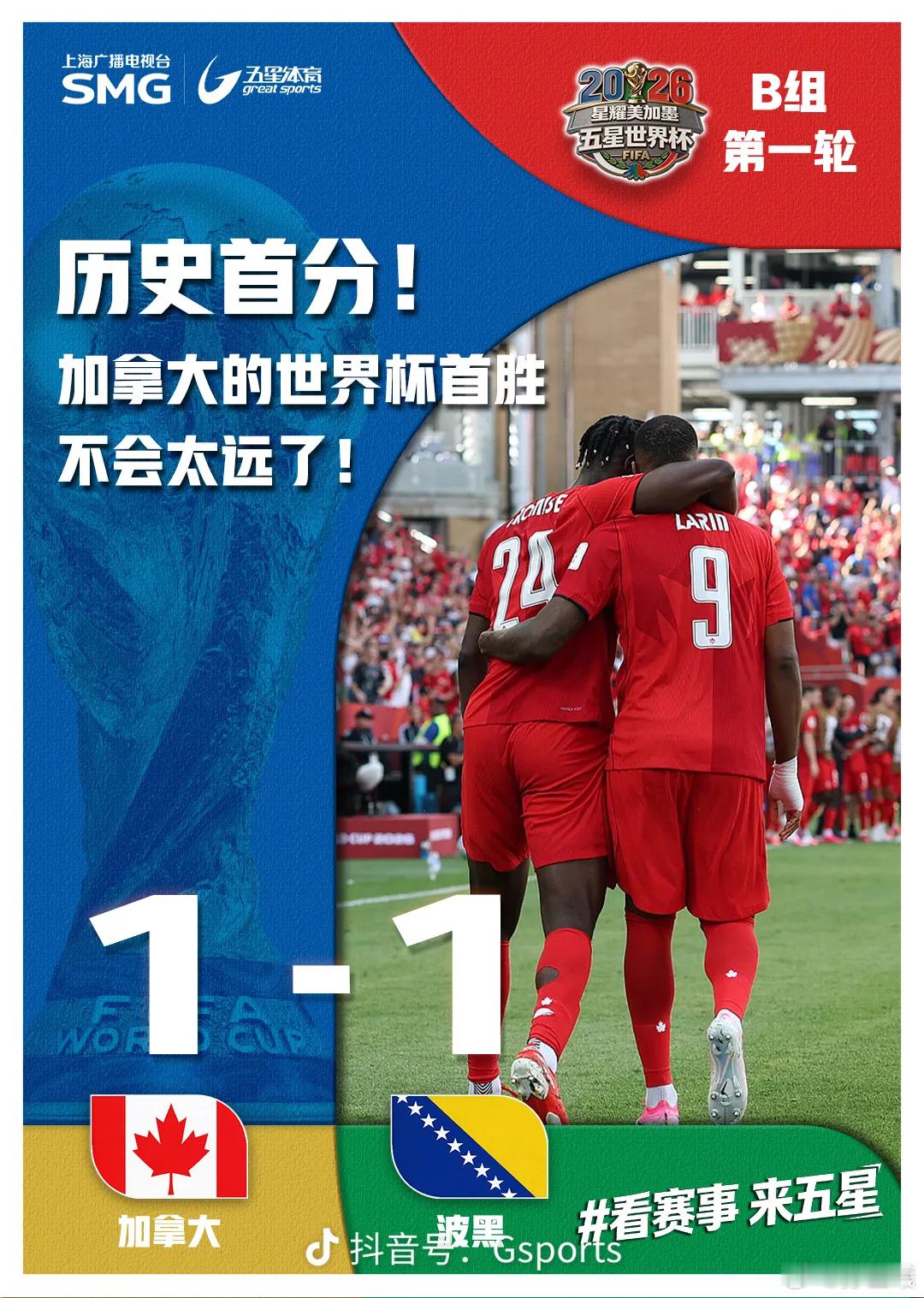 三场终于猜对了一场比分加拿大1比1波黑