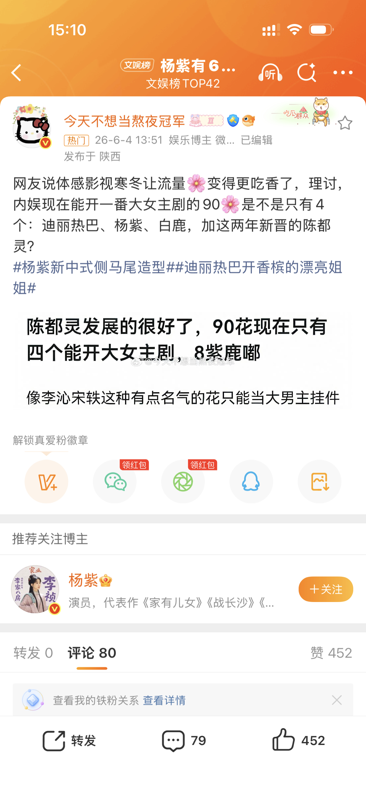 迪丽热巴开香槟的漂亮姐姐只有迪丽热巴开过无cp的纯女主事业剧，还是两部，且台网收
