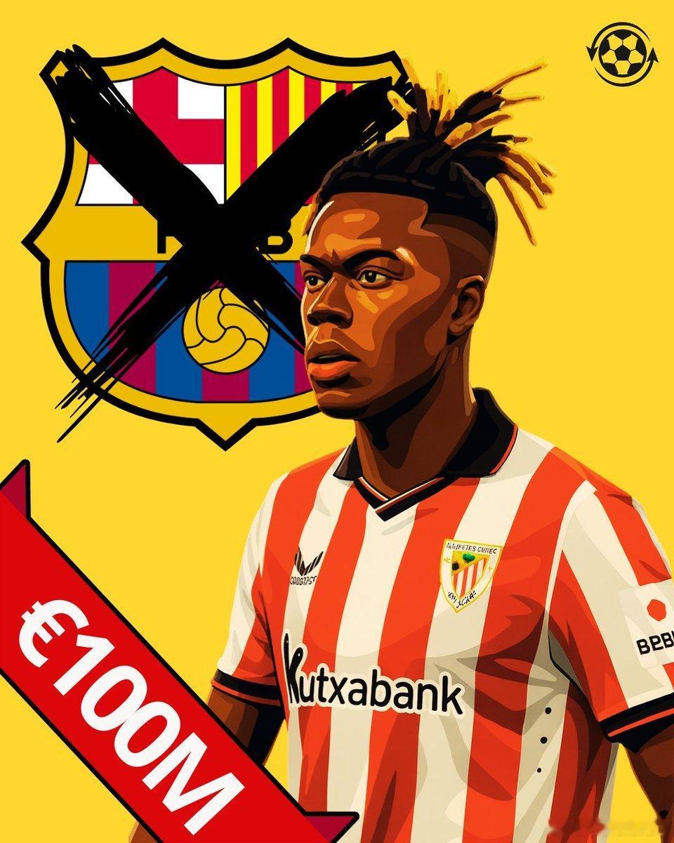 🚨【緋聞球員動態】儘管尼科·威廉斯在去年夏天公開拒絕巴塞羅納之後，現在渴望加盟