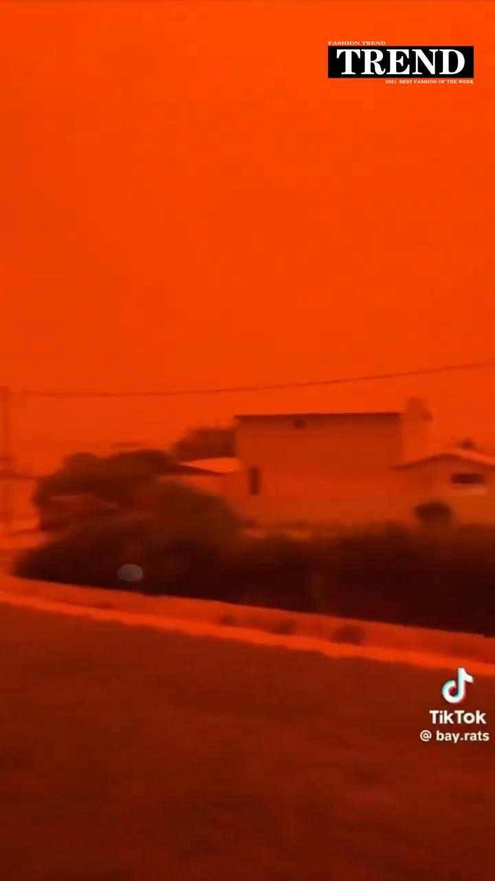 澳洲沙尘暴来袭，天空变成血红色。
sharkbaycaravanpark。
Th