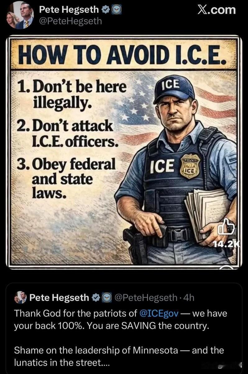 这篇帖子是美国国防部长皮特·赫格塞斯 (Pete Hegseth) 在社交媒体平