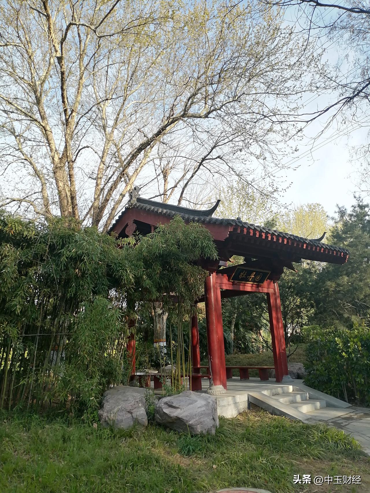 牡丹园，铁路桥，古亭构成了一幅美丽的风景画！