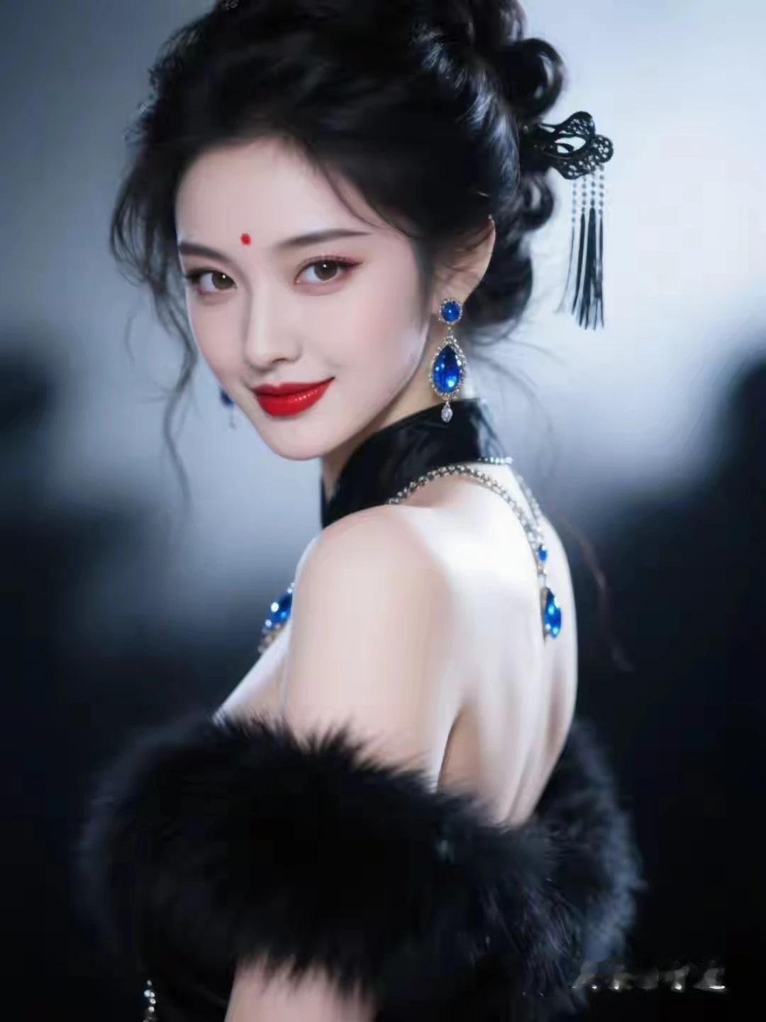 一眼沦陷，惊为天人。
千般妩媚，风情万种。
沉鱼落雁，闭月羞花。
国色天姿，国色