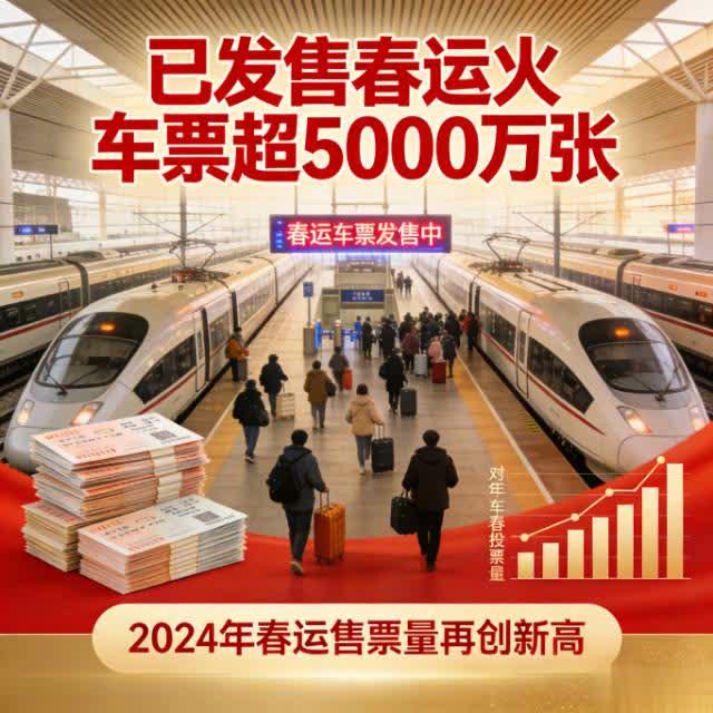 春运车票破5000万张：每一张都是奔赴团圆的约定
 
截至1月31日，2026年