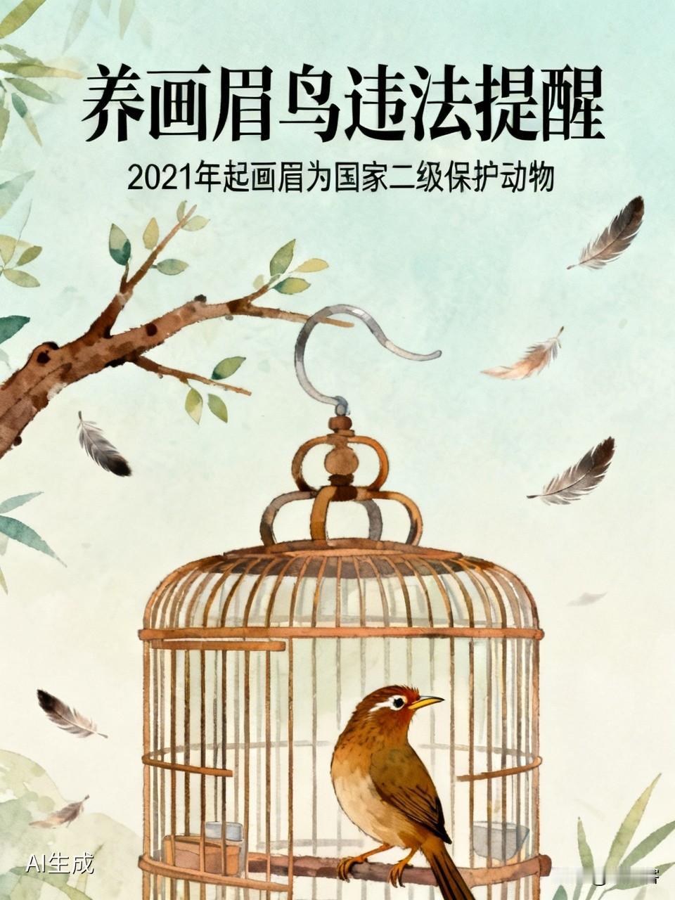 提醒！家里养画眉鸟属于违法，别心存侥幸
 
很多老鸟友还不知道，2021年起画眉