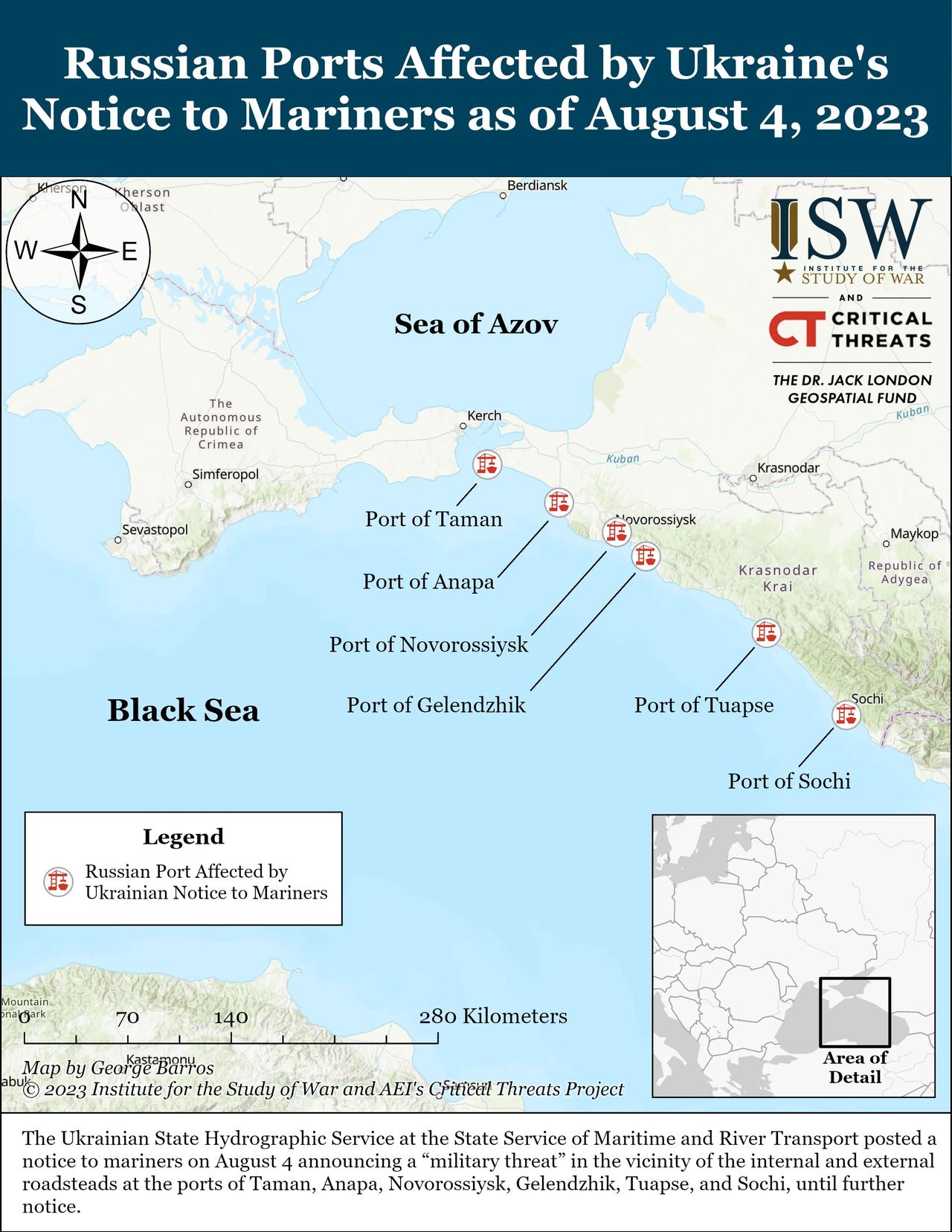 乌克兰官员向海员发出通知，称乌克兰可能会袭击俄罗斯黑海港口附近的船只，这是对俄罗