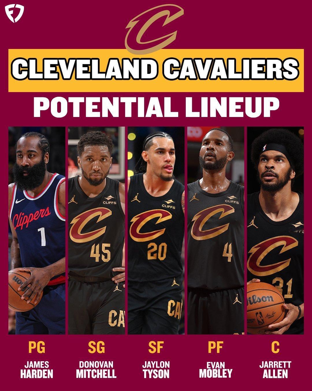 骑士最新首发：哈登、米切尔、泰森、莫布里、阿伦哈登加盟骑士