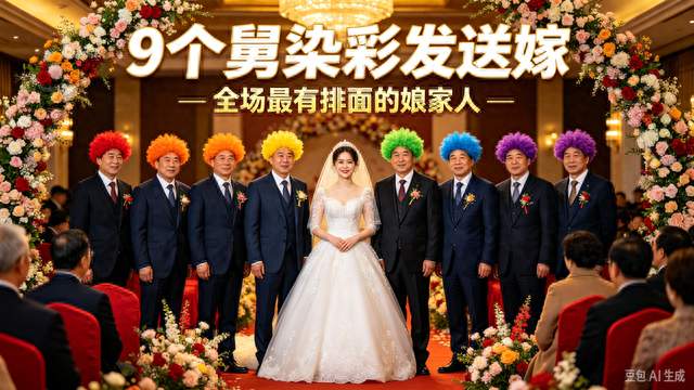 全网刷屏！9个舅舅染七彩头发送嫁家，霸气护侄女看哭网友