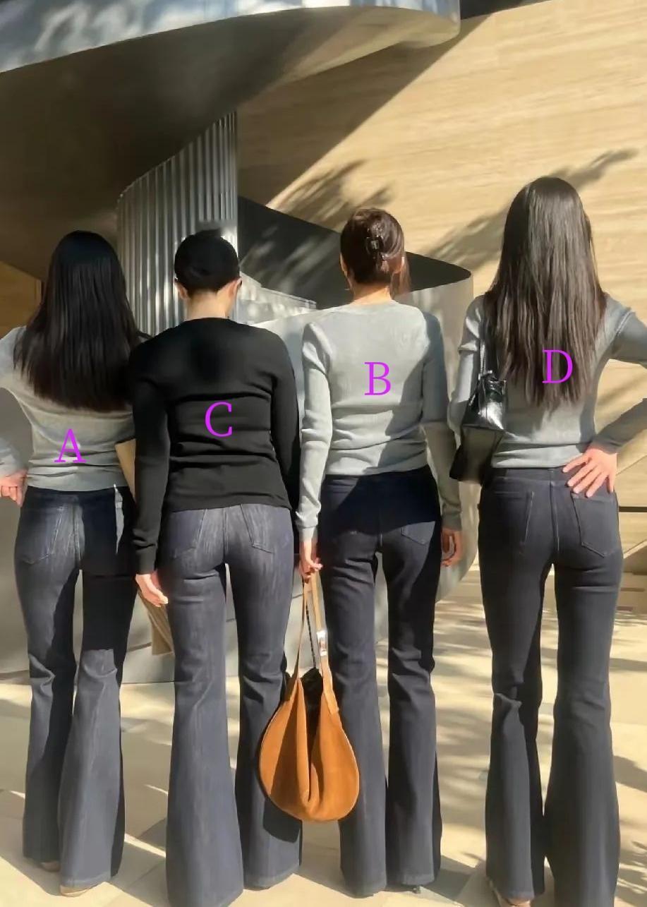考眼力，
从四位美女的后背观察，
你觉得哪一位是做了母亲的？
