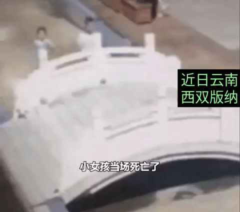 近日云南西双版纳，某景区两个小孩玩耍爬石桥，结果石桥倒了下来，砸死其中一个小女孩