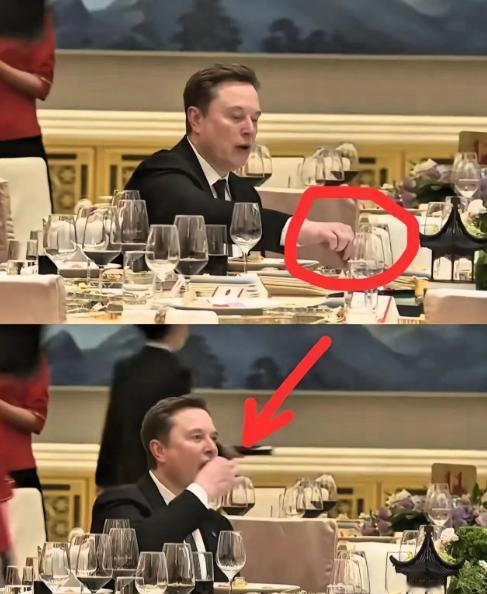 几百亿的订单，热搜挂了半天就沉了。

但马斯克在国宴上偷夹凉菜那张图，被网友传疯