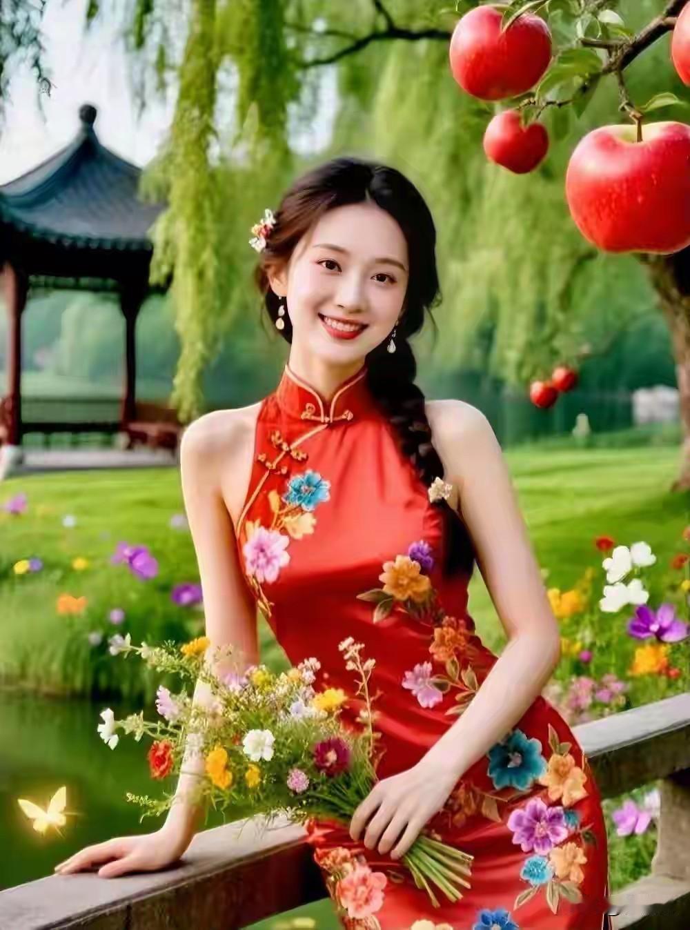 中国旗袍 ，独特魅力。
中西融合，推陈出新。
国风古韵，文化传承。
修身裁剪，凸