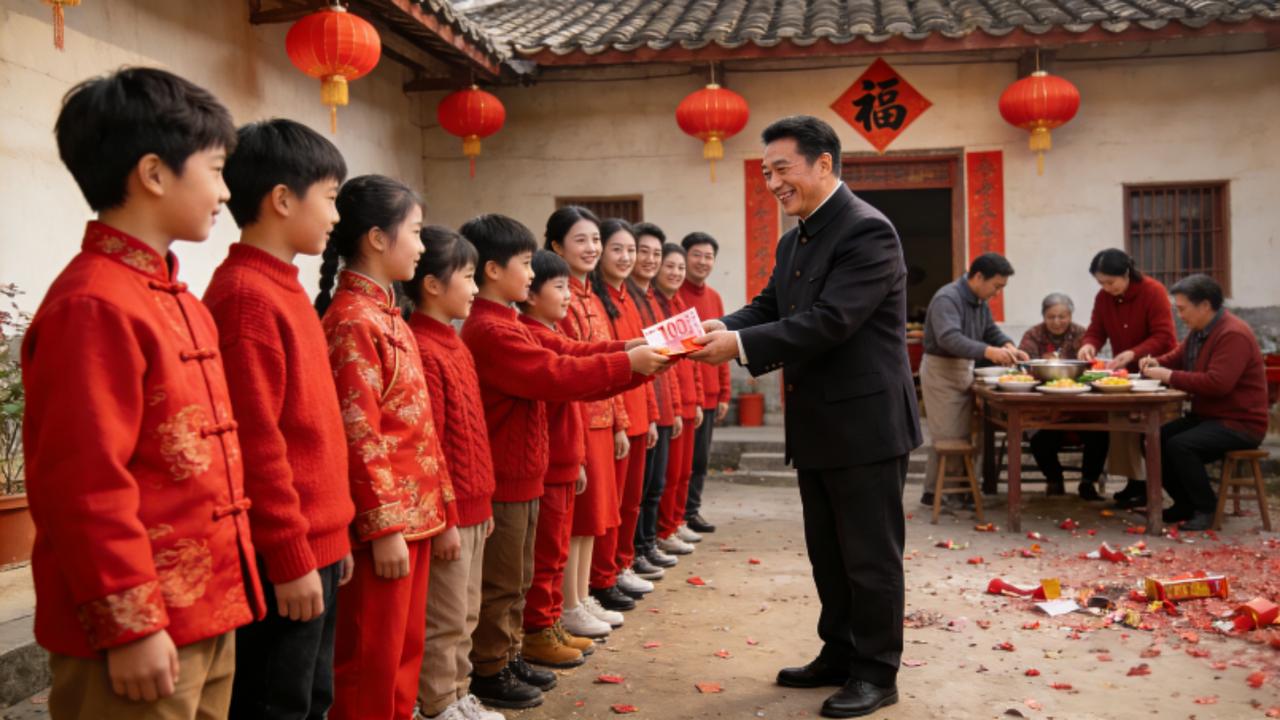 23个小辈排队拜年，舅舅每人发100元红包，这才是马年最暖年味
 
大年初一，新