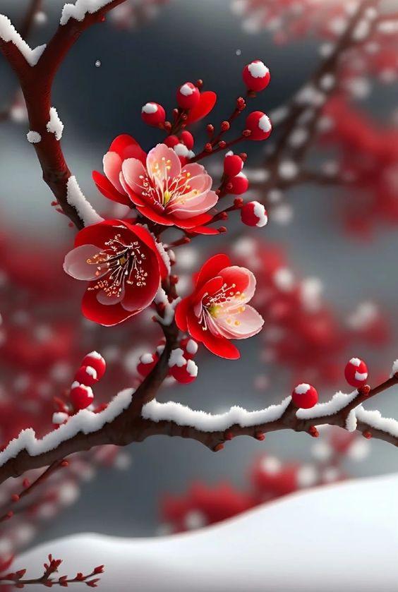 下联：梅香春雪寒。

（题图来自网络）