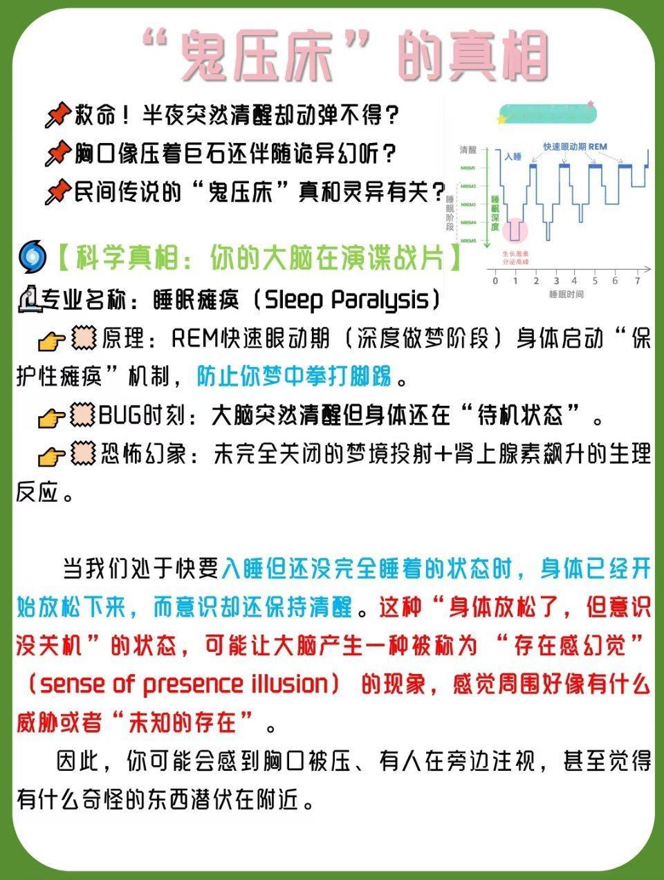真实记录鬼压床的时刻还有那种明明知道是在梦里，就是醒不过来的感觉。也有说被鬼压床