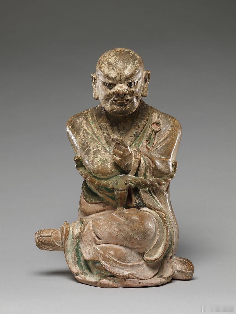 彩绘陶塑罗汉像，清 ​​​
