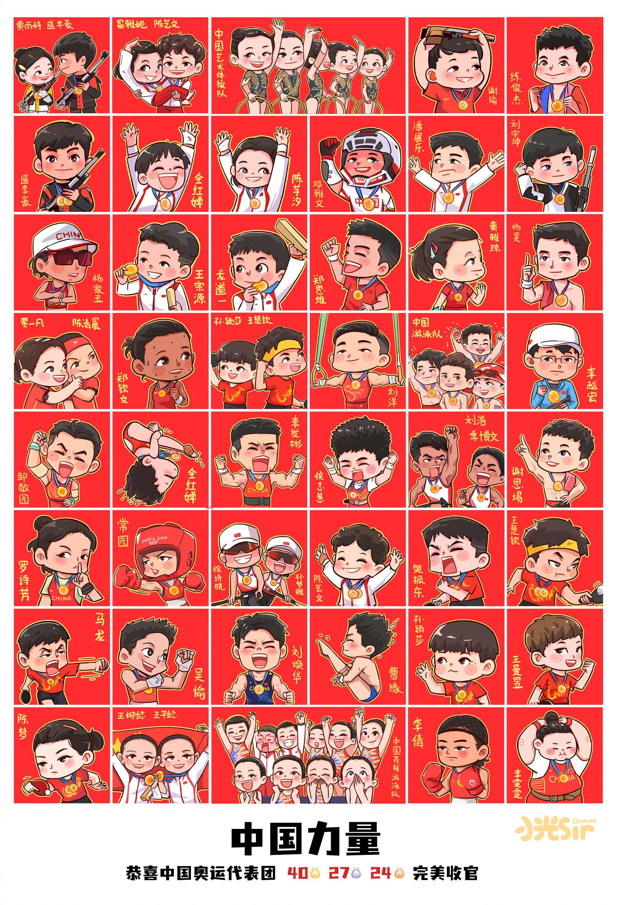 [有票了] 手绘 Q 版奥运冠军合集，冠军风采也能如此可爱！🏅 16天的激情与