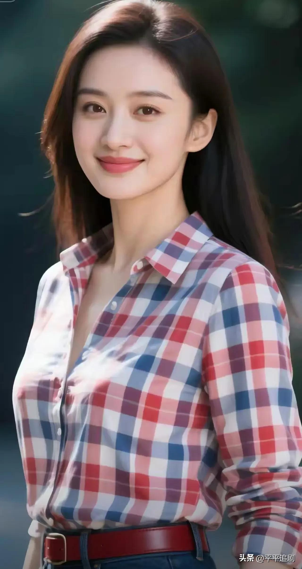 格纹衬衫裹着阳光暖意，笑意漫过眉眼，是风里的清爽，也是藏在日常里的鲜活与温柔。