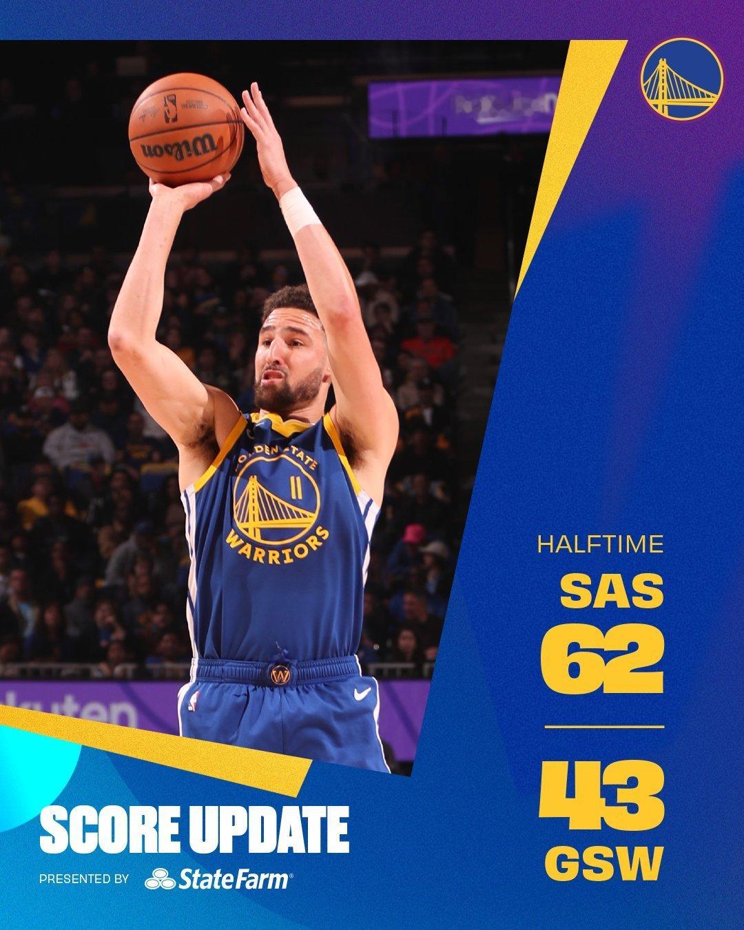 嘴哥的空位是跟队友相斥了吗[裂开]半场结束 勇士落后马刺19分[笑cry]#马刺