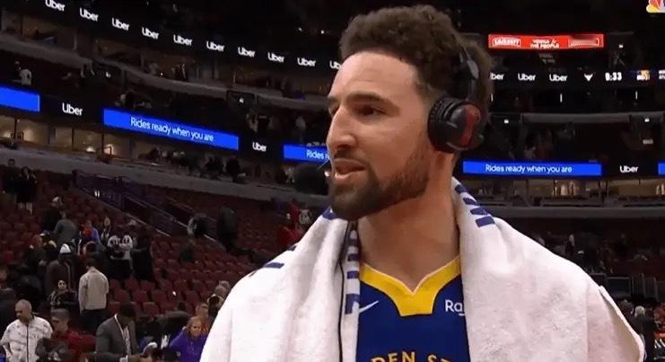 ❤️#金州勇士#         勇士在客场以140-131战胜公牛。赛后，克莱