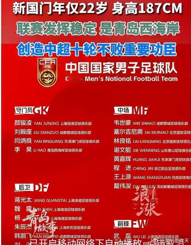 22岁门将李昊入选国家队22岁门将李昊入选国家队，李昊22岁，187CM，如今的