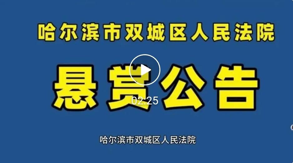 双城区人民法院悬赏公告