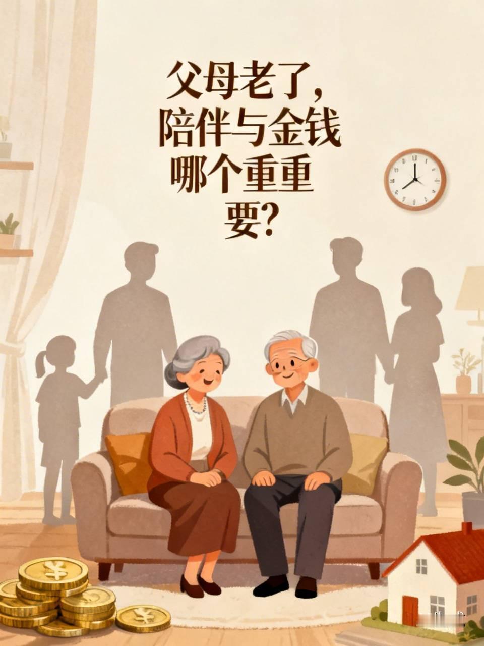 父母老了，陪伴与金钱哪个重要？这问题无数人纠结过。
金钱是生活基础，父母年纪大了