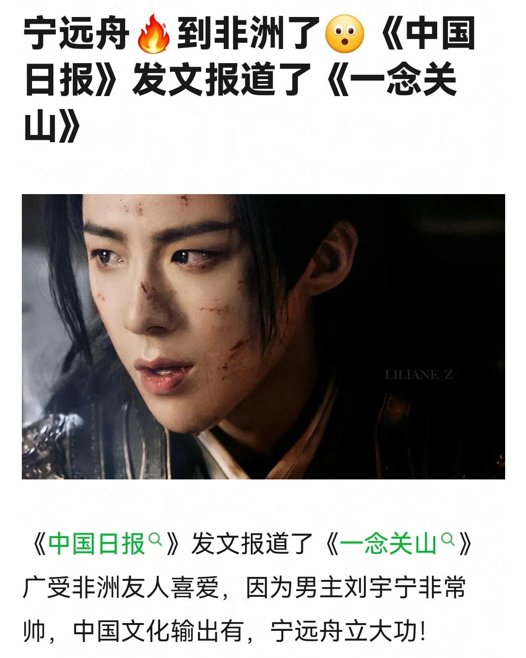 刘宇宁的一念关山在中国不温不火，但在国外真的出圈了 ​​​