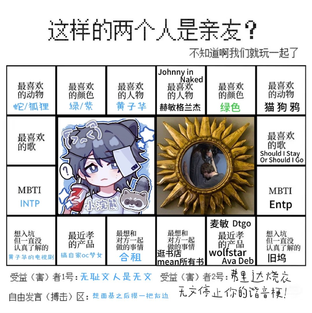 拉着亲友填了表格，非常遗憾我没有最爱的歌（） 