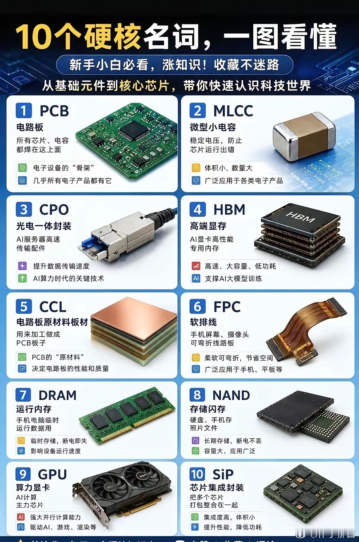 一图看懂PCB、MLCC、CCL、FPC、DRAM、CPO、HBM、NAND、S