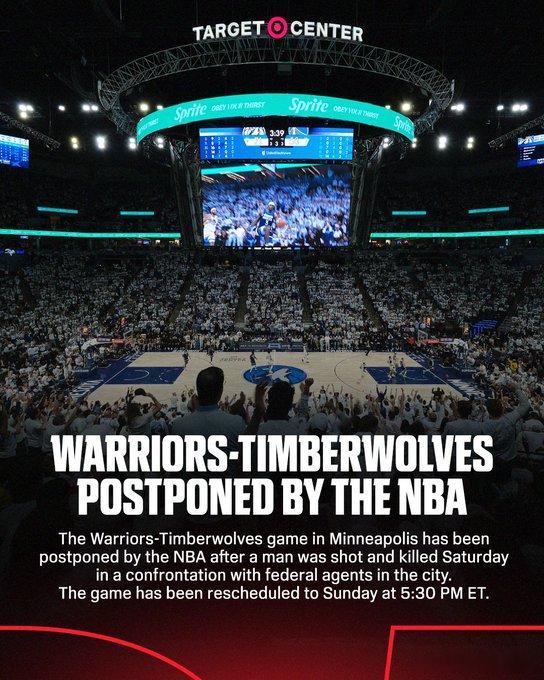 森林狼勇士比赛延期  NBA官方宣布，原定于今天在明尼苏达进行的勇士对阵森林狼的