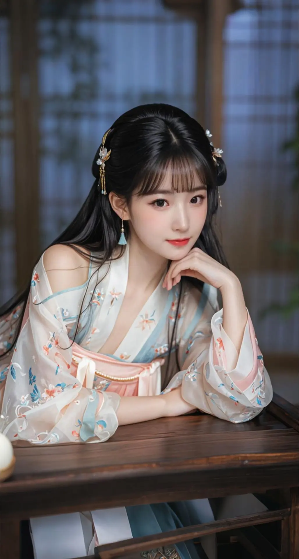 AI扩图 古典少女韵