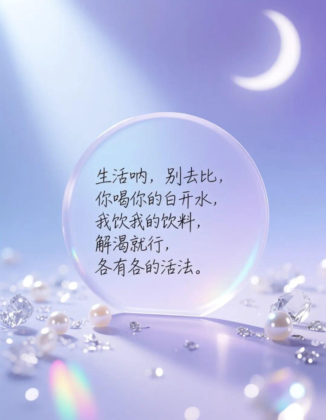 今天读到的金句今天读到的金句:生活呐，别去比，你喝你的白开水，我喝我的饮料，解渴