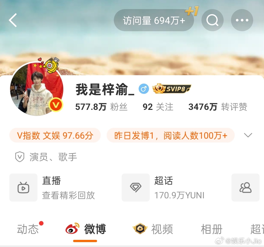 梓渝30天内上了230个热搜，top10热搜数量95个，甚至访问量已经有694万