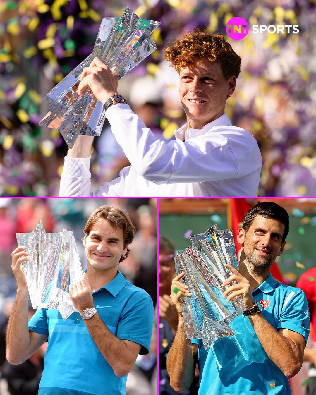辛纳在印第安维尔斯夺冠后，加入费德勒和德约的俱乐部，成为包揽所有6项硬地大师赛冠