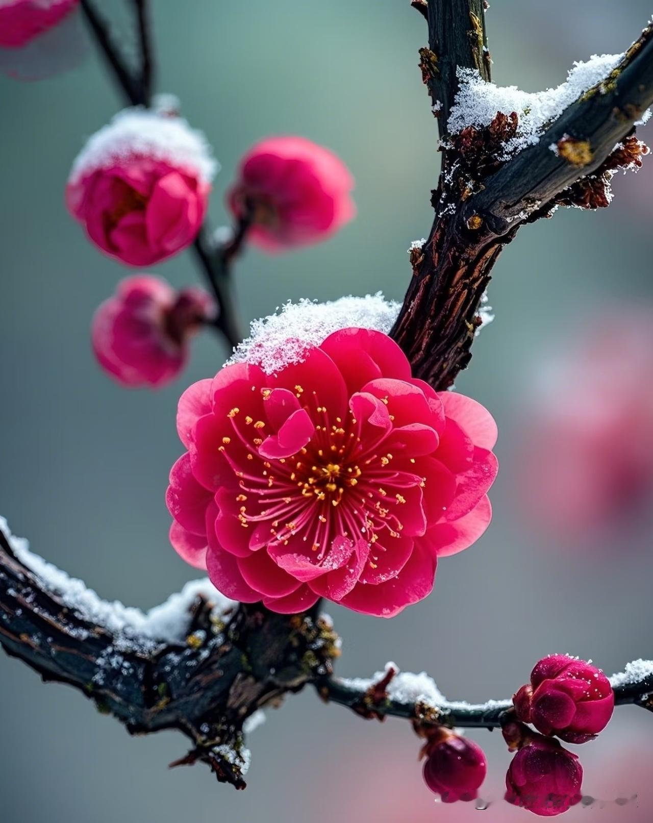雪天里的梅花，没有华丽的语言，也没有热闹的背景，却用最实在的绽放告诉我们，努力的