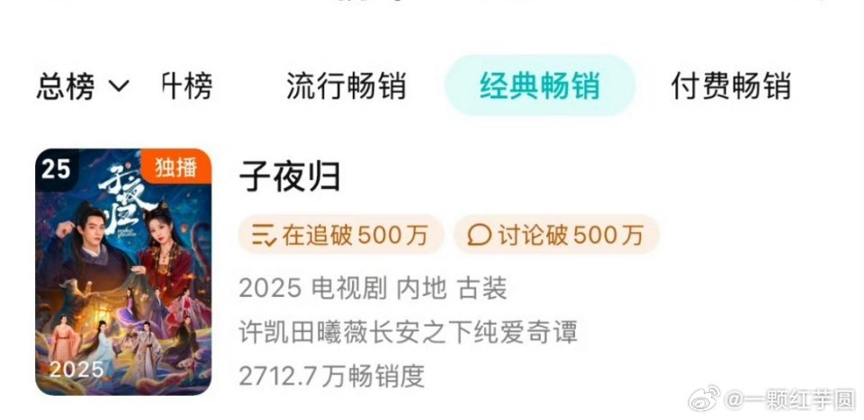 《子夜归》腾讯年榜再进一位，已经25啦✌️ ​​​！ ​​​