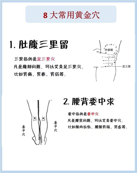 8大常用黄金要穴，专长各有不同！

以下内容仅作参考，如有身体不适，还请及时就医