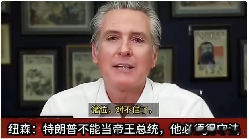 美国加州州长纽森谈特朗普输掉关税政策：特朗普不能当帝王总统，他必须得守法！
根据