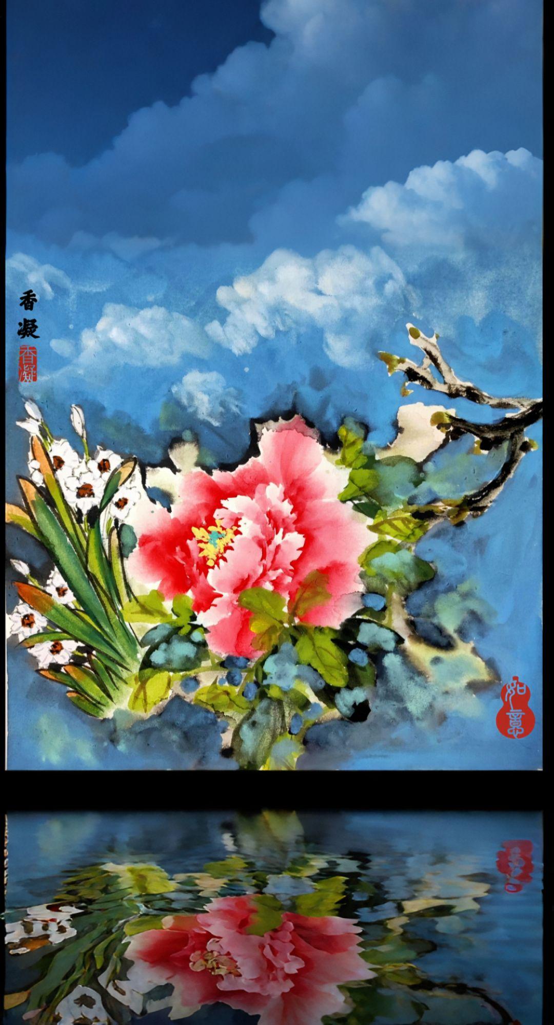 #AI扩图  #原创作品 #国色天香牡丹花 #香凝写意牡丹 #感受国画的意境之美